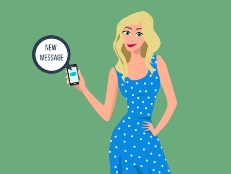 Girls presentation of phoneのイラスト素材