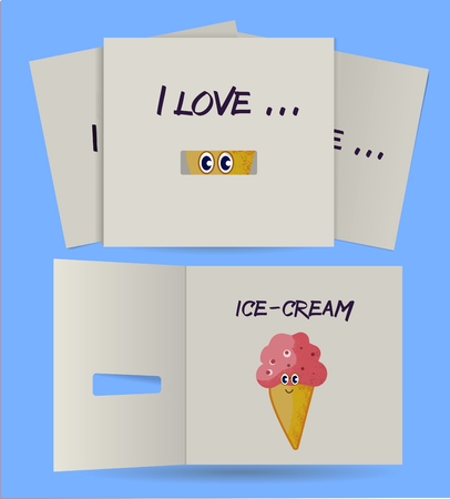 Ice-cream retro card. Color postcard with noize brushes.のイラスト素材