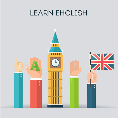 Business color icons. English learningのイラスト素材