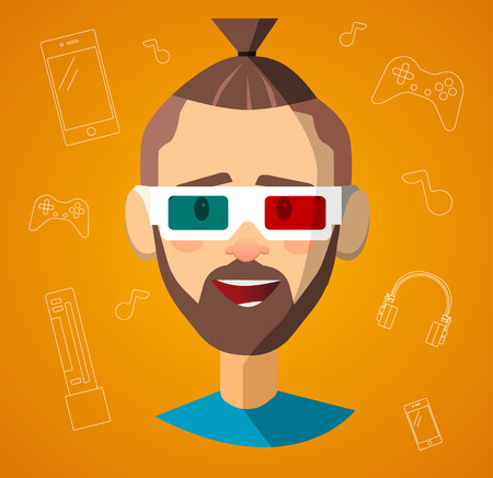 Amazing emotions with 3d glassesのイラスト素材