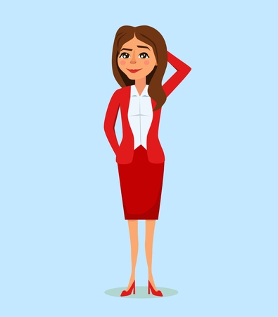 Young women in elegant office clothes.Thinkingのイラスト素材
