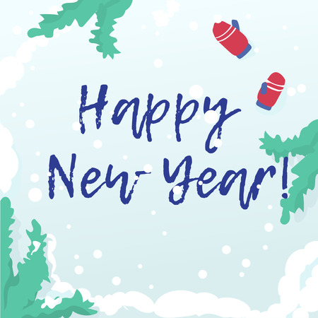 Happy new year card with winterのイラスト素材