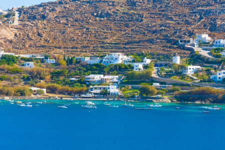 Agia Anna port view from above Mykonos Island Cyclades greeceの写真素材