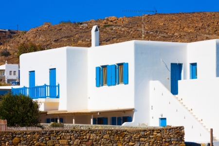 Traditional view of whitewashed houses  Mykonos Island Cyclades greeceの写真素材