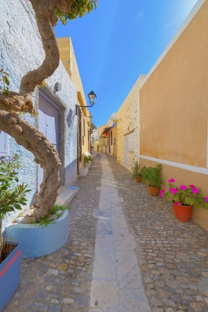 Greece Syros island architecture inside main capitol with view of narrow streets Syros is located in Cycladesの写真素材