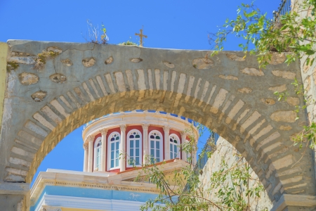 Greece Syros island view of main capitol at summer time, Syros is located in Cycladesの写真素材