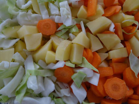 A closeup of mixed, cropped  vegetablesの写真素材