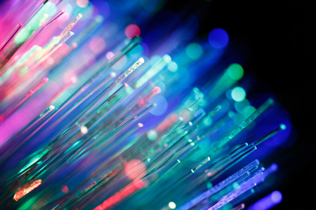 defocused abstract background of fiber optic cablesの写真素材