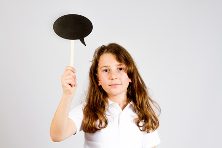 Little girl  holding blank placard