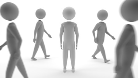 moving people and one stationary manの写真素材