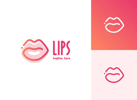 Abstract linear lips  . Wave sound speech vectorのイラスト素材