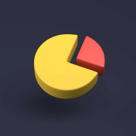 Simple pie chart icon 3D illustration on dark pastel background. Hight quality 3d render minimal concept.の写真素材