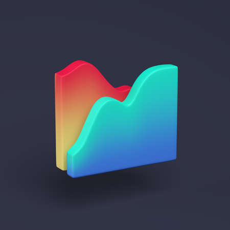 Simple wave diagram icon with colorful gradients 3D illustration on pastel background. Hight quality...