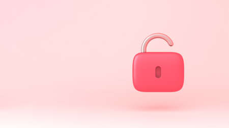 Lock icon simple 3d illustration on pastel abstract background. minimal concept. 3d renderingの写真素材