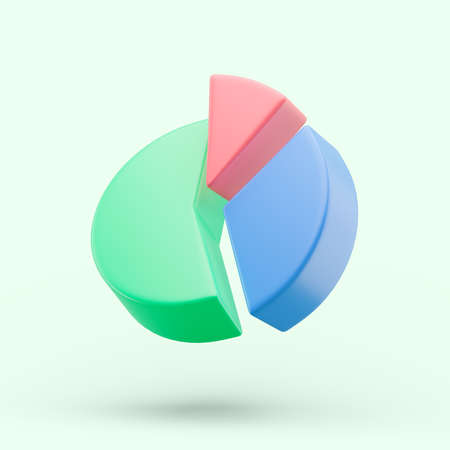 Circle diagram graph icon. Simple 3d render illustration on pastel background.