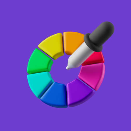 Simple color picker tool with pipette and rainbow ring 3d render illustartionの写真素材