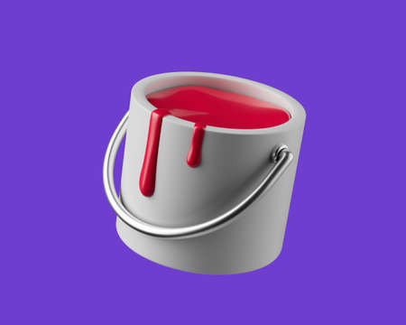 Simple full paint bucket tool with dripping paint 3d render illustrationの写真素材
