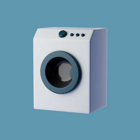 Simple washing machine for household appliance category 3d render illustration.