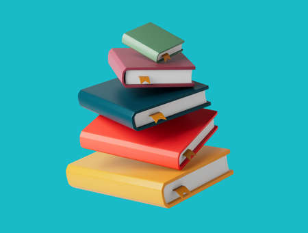 Simple stack of books 3d render illustration.の写真素材