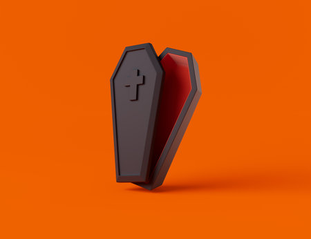 Simple halloween coffin 3d render illustration.の写真素材