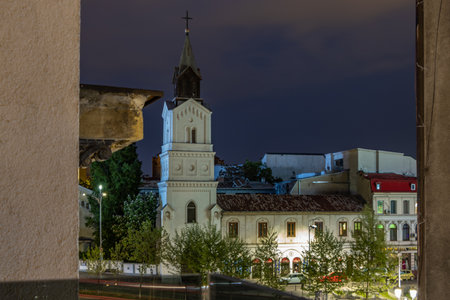 Bucharest. Romania. The Church of St. Mary of the Gifts is the oldest Roman Catholic church in the Romanian capital Bucharest. It is located in the city center on IC Bratianu street.の写真素材