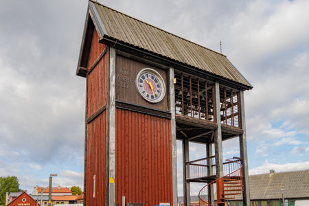 Ventspils. Clock on the Market Square.
As the central object of the reconstructed market, a bell tower with a clock was installed, which symbolizes the unfulfilled dream of the former leaders.の写真素材