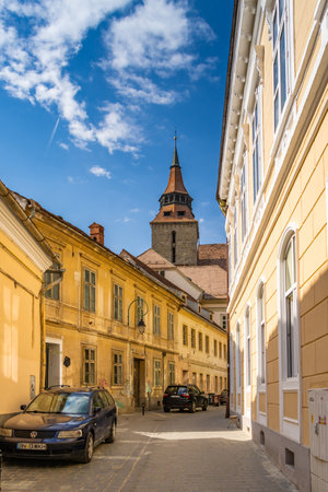 Brasov, Romania. Black Church in the old town square (Piata Sfatului).の写真素材