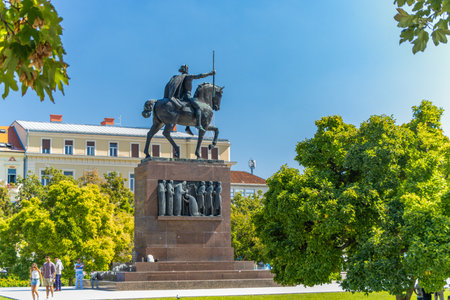 Zagreb. Croatia. The monument of King Tomislav, Zagreb, Croatiaの写真素材