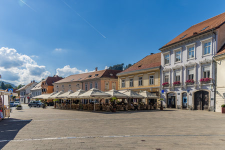 SAMOBOR CROATIA. The City center of Samobor, small town near Zagreb.の写真素材