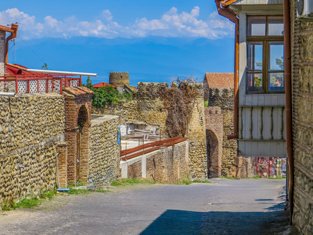 Sighnaghi, Kakheti, Georgia. View Tower in medieval Georgian town Sighnaghi, the wine region in...