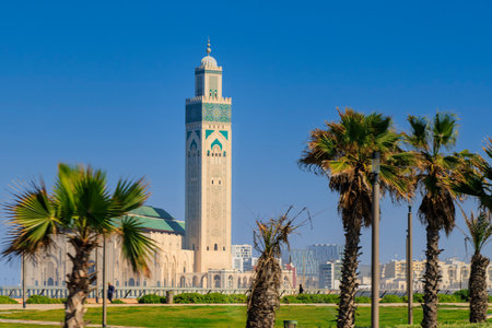 The Hassan II Mosque is a mosque in Casablanca, Morocco. Hassan II Mosque is the largest mosque in Morocco and one of the most beautiful.の写真素材