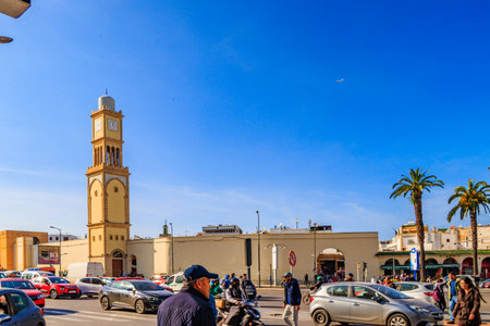 Casablanca, Morocco. View from the street of clock tower in old medina.の写真素材