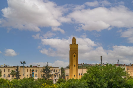 Al-Firdaws Mosque, Mohammedia, Morocco. Mohammedia is a port city and prefecture in Morocco, located 25 km northeast of Casablanca on the way to Rabat.の写真素材