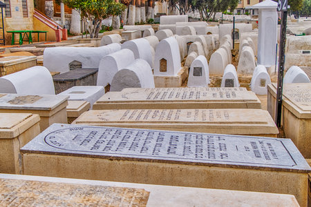 The historical Jewish cemetery of The Ibn Danan Synagogue (from the 17th century), located in the Jewish district in Fez, Morocco, Africa.の写真素材