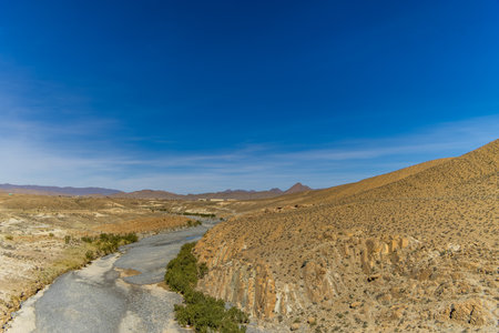 River in the Atlas mountain -Ziz valley (Ziz Gorges), Moroccoの写真素材