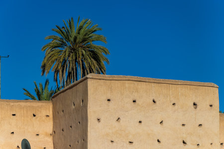 Marrakech city landmark in Morocco. City walls surrounding Marrakech