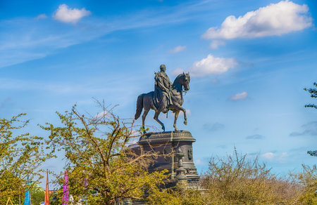 Dresden, Germany. Sculpture of John King of Saxony on Theater Squareの写真素材
