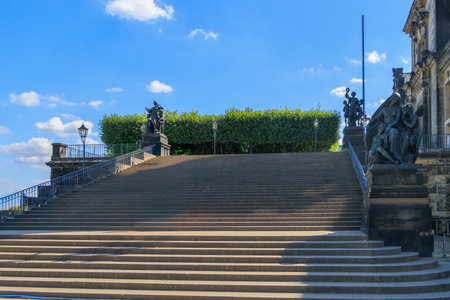 Dresden, Germany. The Sculpture from Four Times of the Day group by Johannes Schilling on Bruehl's Terrace.の写真素材