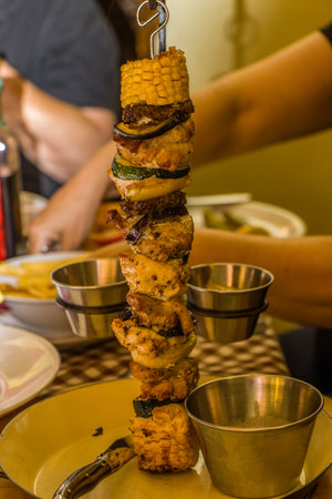 Czech Republic, Bohemia, Prague, historic center listed as World Heritage by UNESCO, Stare Mesto district (old town), Staromacek Czech restaurantの写真素材