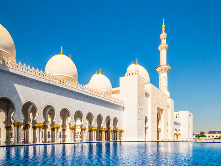 Abu Dhabi. Sheikh Zayed mosque in Abu Dabi, UAE. Sheikh Zayed mosque is the largest in UAE.の写真素材