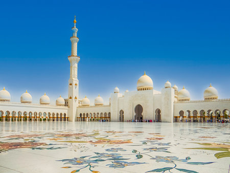 Abu Dhabi. Sheikh Zayed mosque in Abu Dabi, UAE. Sheikh Zayed mosque is the largest in UAE.の写真素材