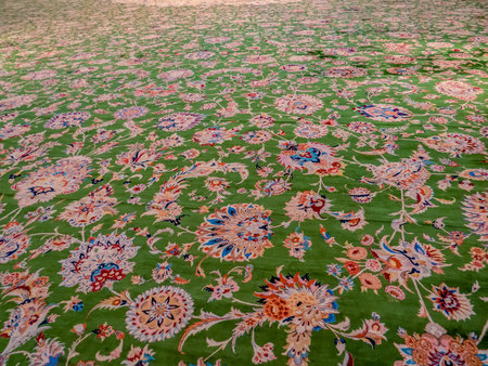 ABU DHABI, UAE. The Persian carpet in the Sheikh Zayed Grand Mosque, Abu Dhabi, UAE, is considered to be the largest in the world.の写真素材