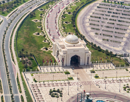 Abu Dhabi. UAE. Entrance to the Presidential Palace in downtown Abu Dhabi. UAE. United Arab Emirates.の写真素材