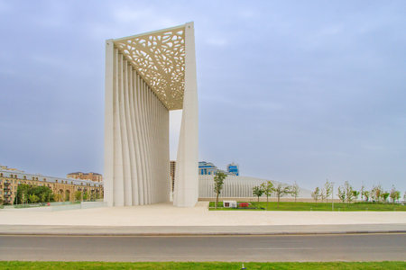 Baku, Azerbaijan. Victory Arch (sometimes referred to as the Victory Gate or Triumphal Arch) located in the Baku White City development in Baku, Azerbaijan.の写真素材
