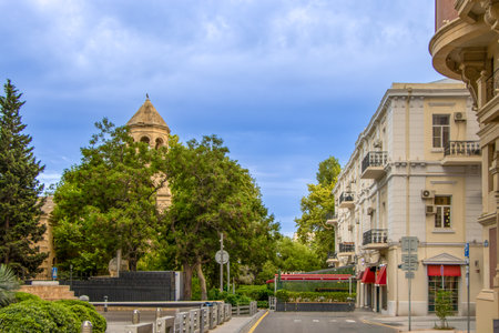 Baku, Azerbaijan. Armenian Church of Saint Gregory the Illuminator in the Fountains Square in Baku. The building dates from 1869.の写真素材