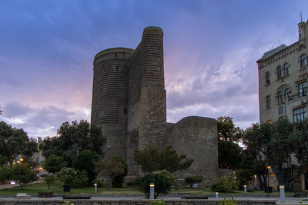 Baku, Azerbaijan. The Maiden Tower also known as Giz Galasi, located in the Old City in Baku, Azerbaijan. Maiden Tower was built in the 12th century as part of the walled city.の写真素材