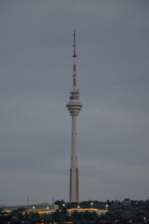 The Baku TV Tower is a free standing concrete telecommunications tower in Baku, Azerbaijan. TV Tower is the tallest structure in Azerbaijan.の写真素材