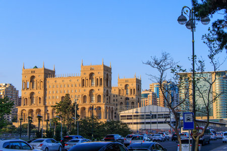 Dom Soviet or The Azerbaijan Government House built in 1952 located in the capital of Azerbaijan, Baku. The building houses various ministries and departments of Azerbaijan.の写真素材