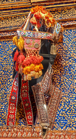 Baku, Azerbaijan. Azerbaijan carpet museum in Baku. Carpet design background. Decorative rug exhibition hall in Baku Carpet Museum.の写真素材