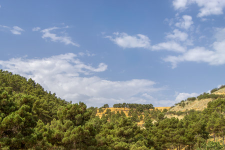 Azerbaijan. Mountain landscape from the northern region of Azerbaijan Shabran. The region boasts a variety of landscapes, from the Caspian Sea coast to mountainous areas.の写真素材